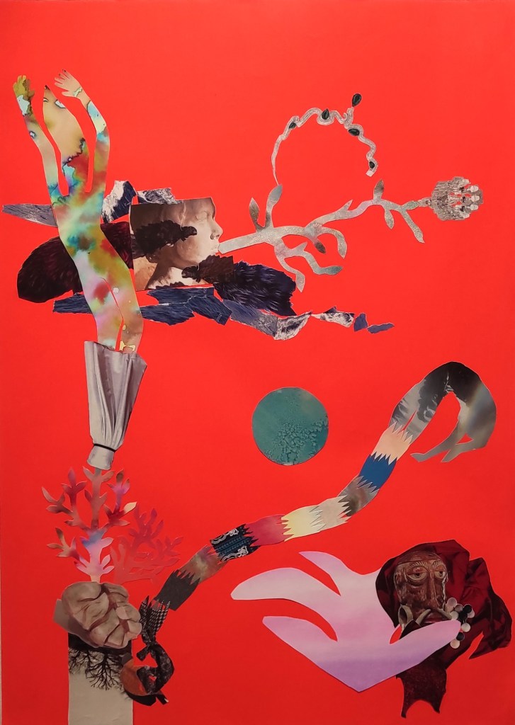 Foc Follet. 50 x 70 cm. Collage. 2024.